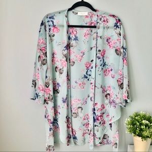 Peach Love l Water Color Floral Kimono l L